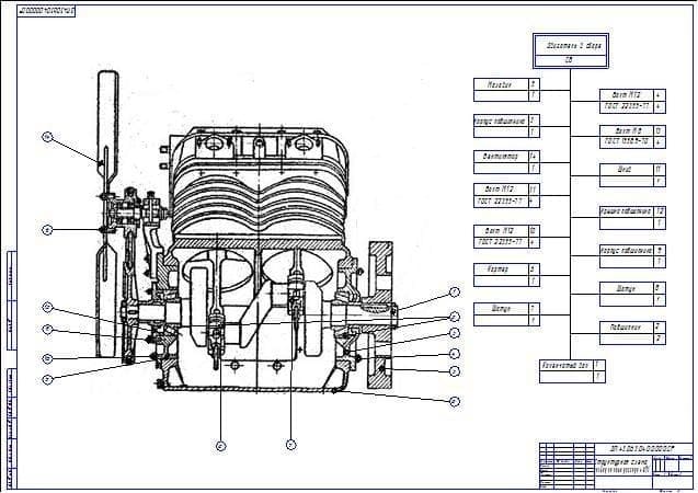 Структурная схема разборки компрессора