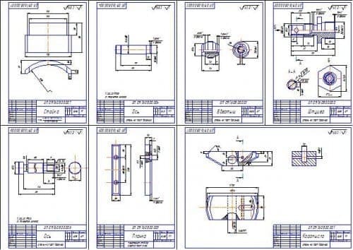 Деталировка приспособления для выпрессовки гильз цилиндров двигателя ЗИЛ-433362