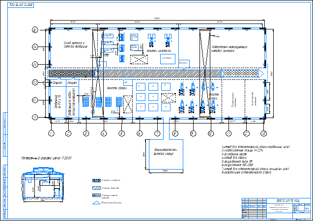 Чертеж Компоновочная схема заготовительно-сборочно-сварочного цеха про производству шиберной задвижки УК 19080-700