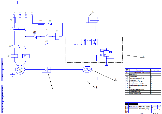 Электрическая схема стенда по ремонту рессор