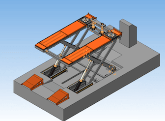 Модель подъёмника со вспомогательным подъёмником для развал-схождения