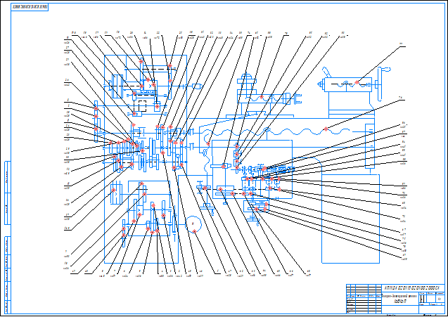 Кинематика токарно-винторезного станка 16Б16П